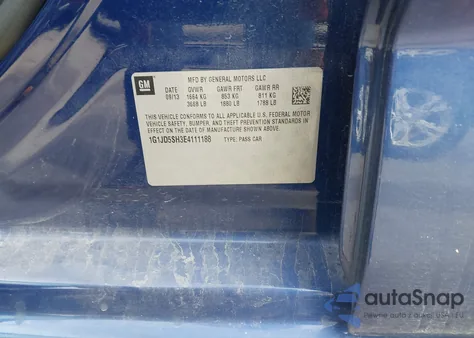 2014 Chevrolet Sonic Lt Manual z USA, uszkodzony, nr VIN 1G1JD5SH3E4111188